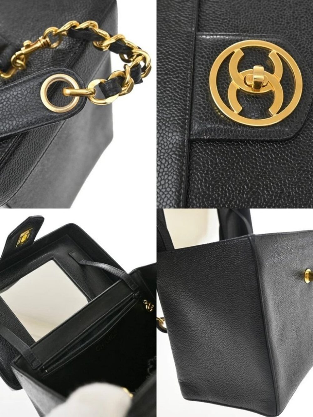 CHANEL CC Logo 2Way Vanity Bag Box Grained Calfskin Leather BK Vintage - Picture 11 of 16